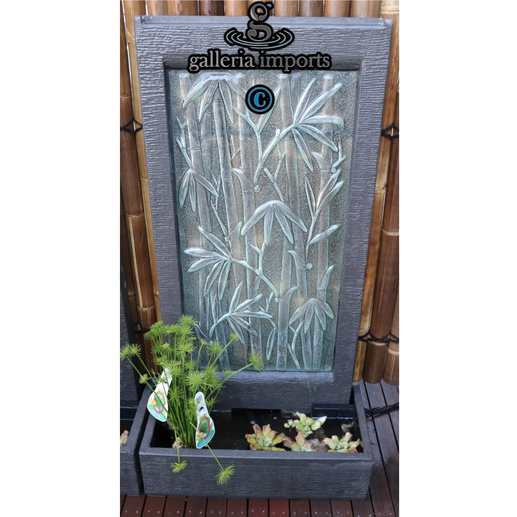 Bamboo Big Leaf Glass Wall Fountain