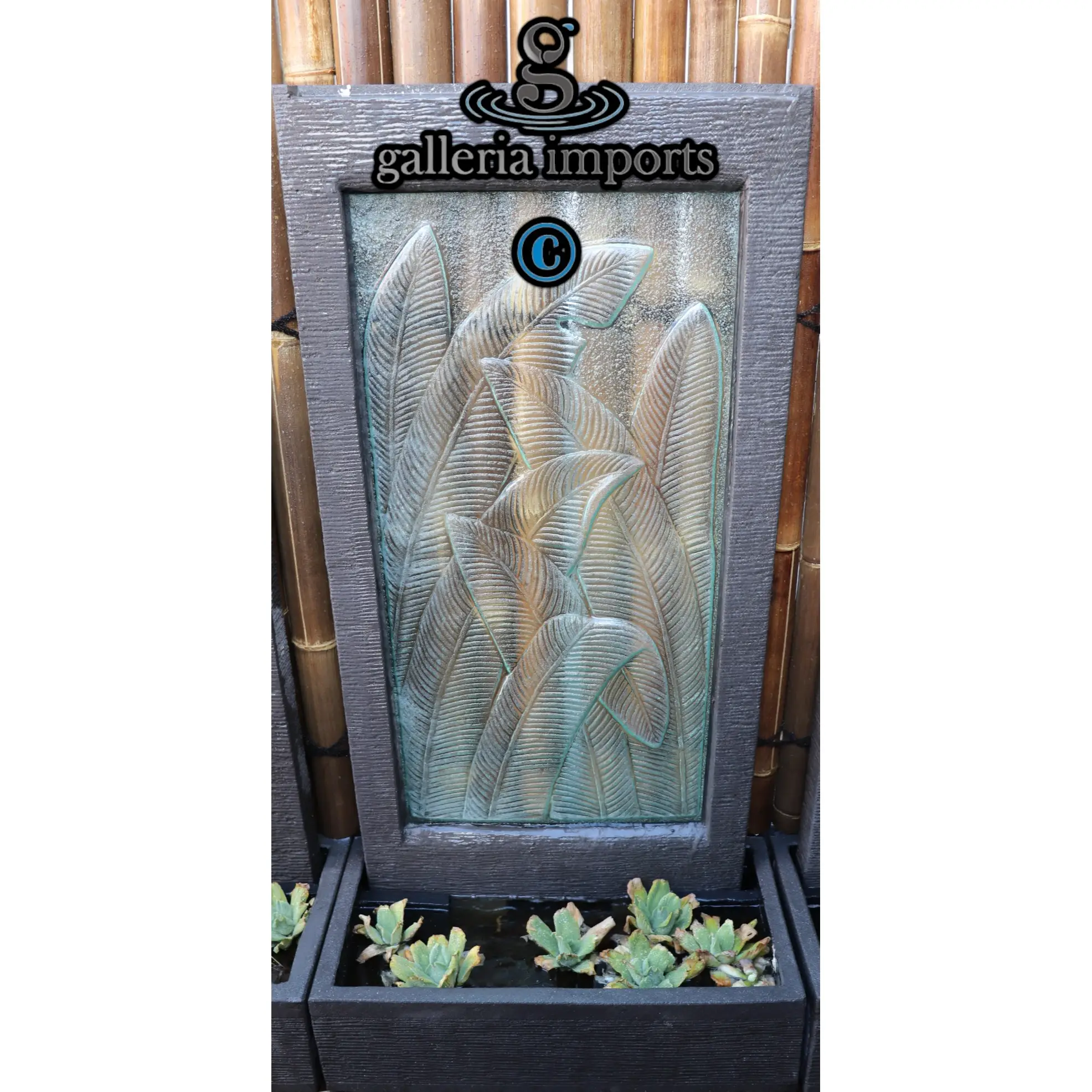 Banana Leaf Glass Wall Fountain