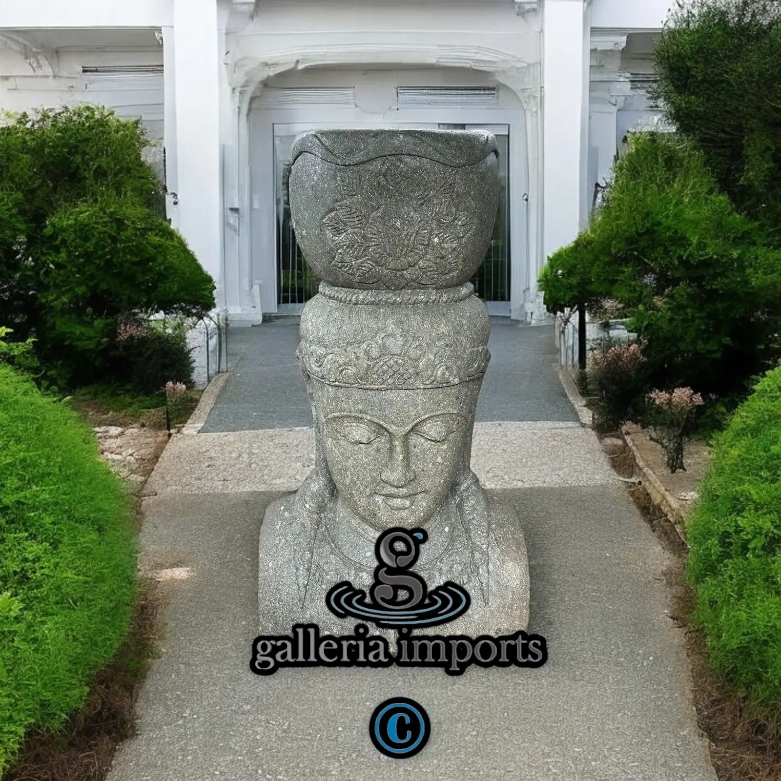Dewi Head Pot Statue Green Stone