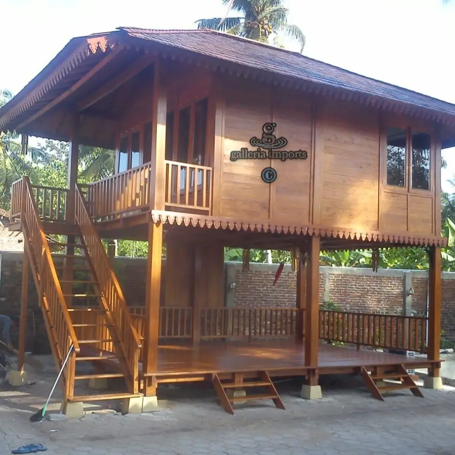 Gazebo Bengkirai Wood Double Floor 4 X 7 Meters