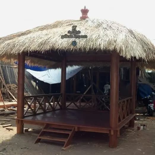 Gazebo Bengkirai Wood With Alang-alang Roof 3 X 3 Meters