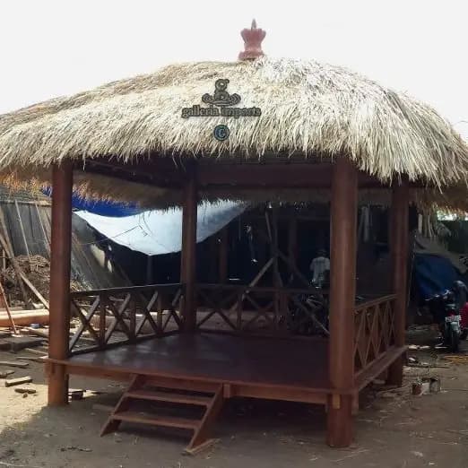 Gazebo Coconut Wood With Alang-alang Roof 3 X 3 Meters