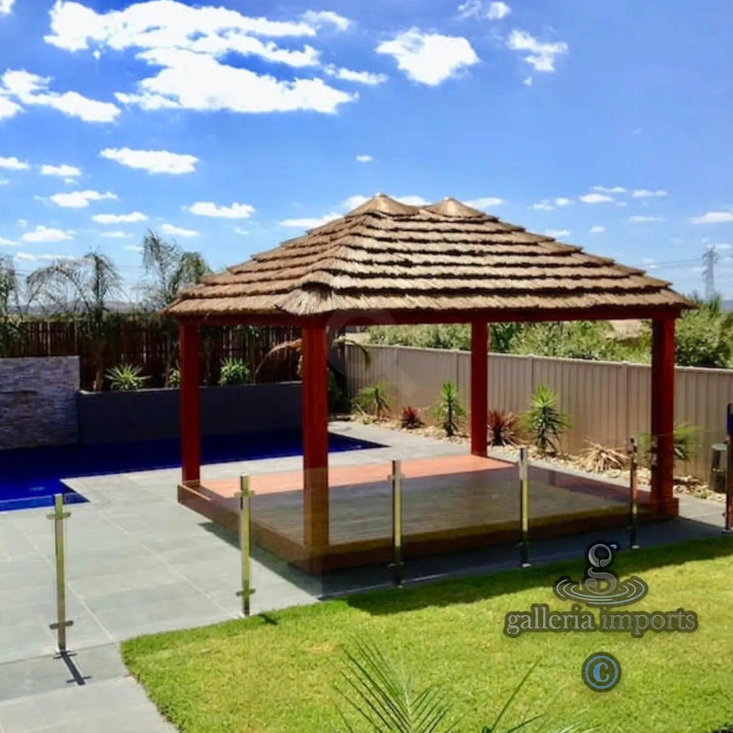 Gazebo Teak Wood With Java Thatching Roof 3x3 Meters