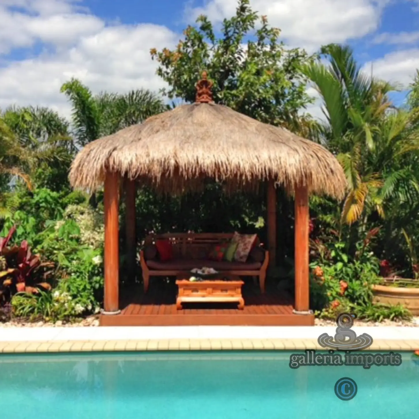 Gazebo Style Bengkirai Wood With Java Thatching Roof 3x3 Meter