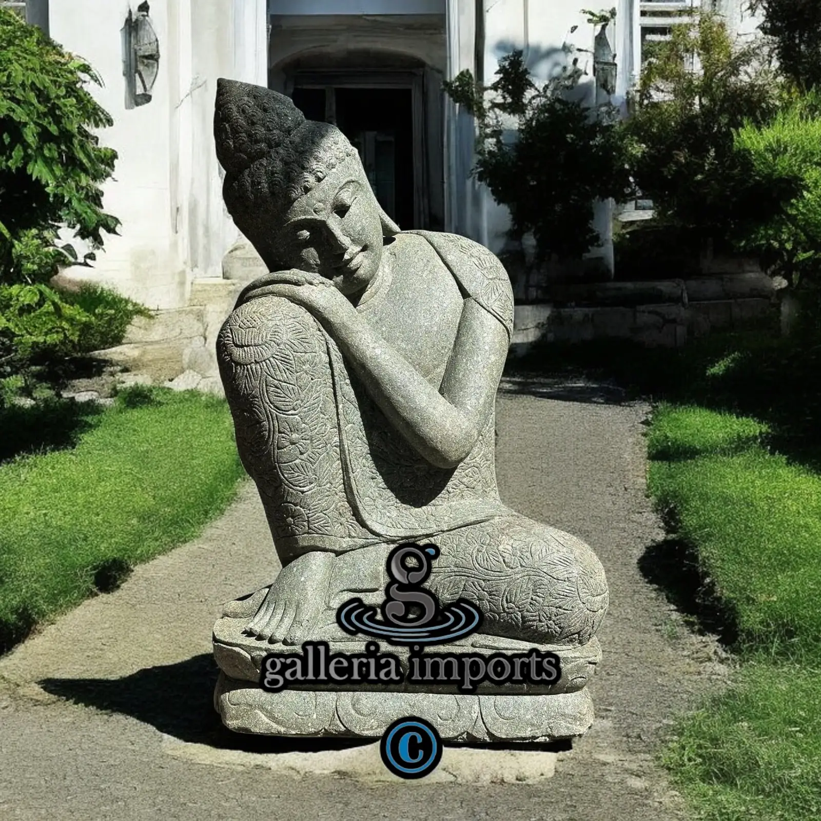Relax Buddha Flower Green Stone -right-