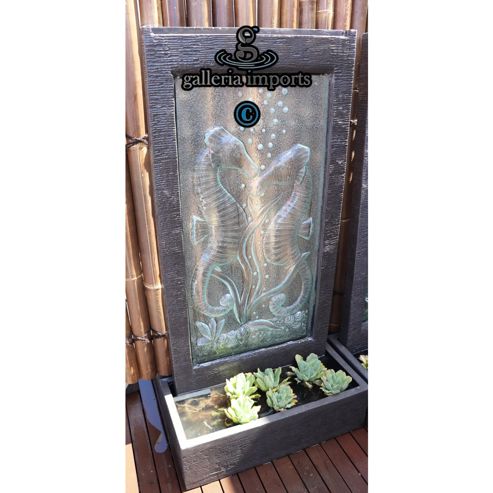 Sea Horse Glass Wall Fountain