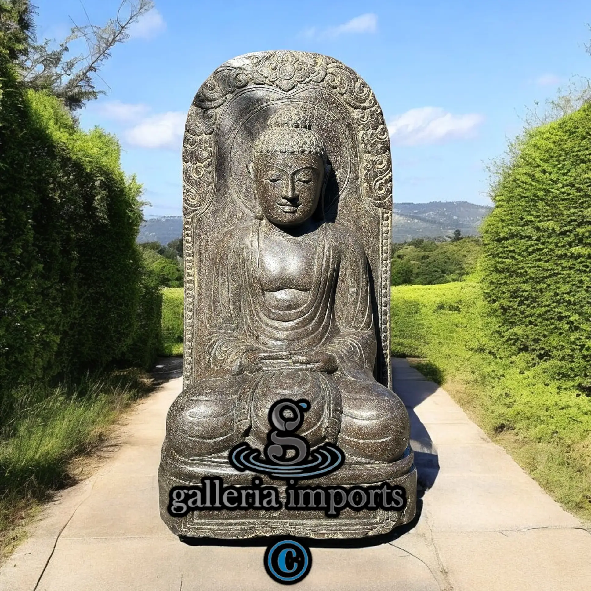Sitting Buddha Aurial Vulcanic Stone 102cm | 40" H