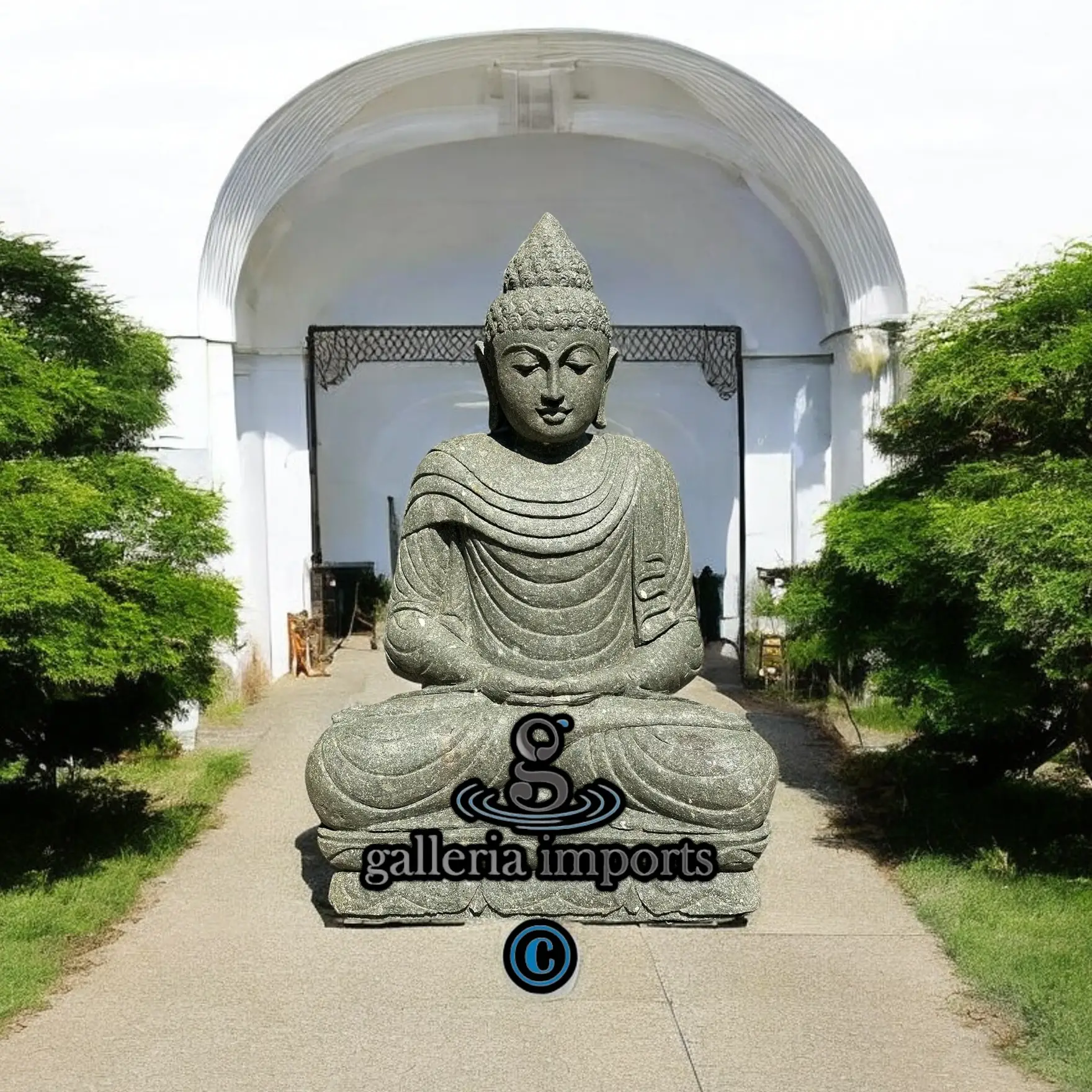 Sitting Buddha Statue Green Stone 100cm H