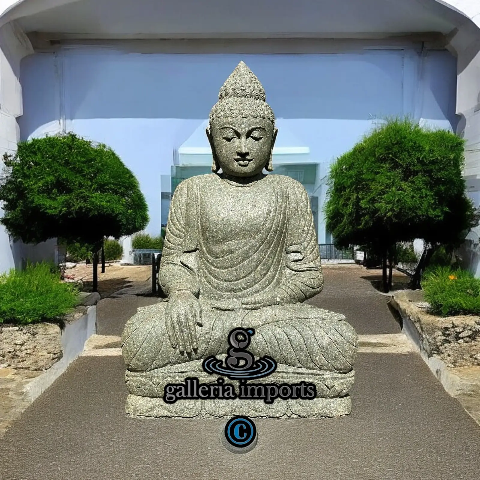 Sitting Buddha Statue Green Stone 103cm H