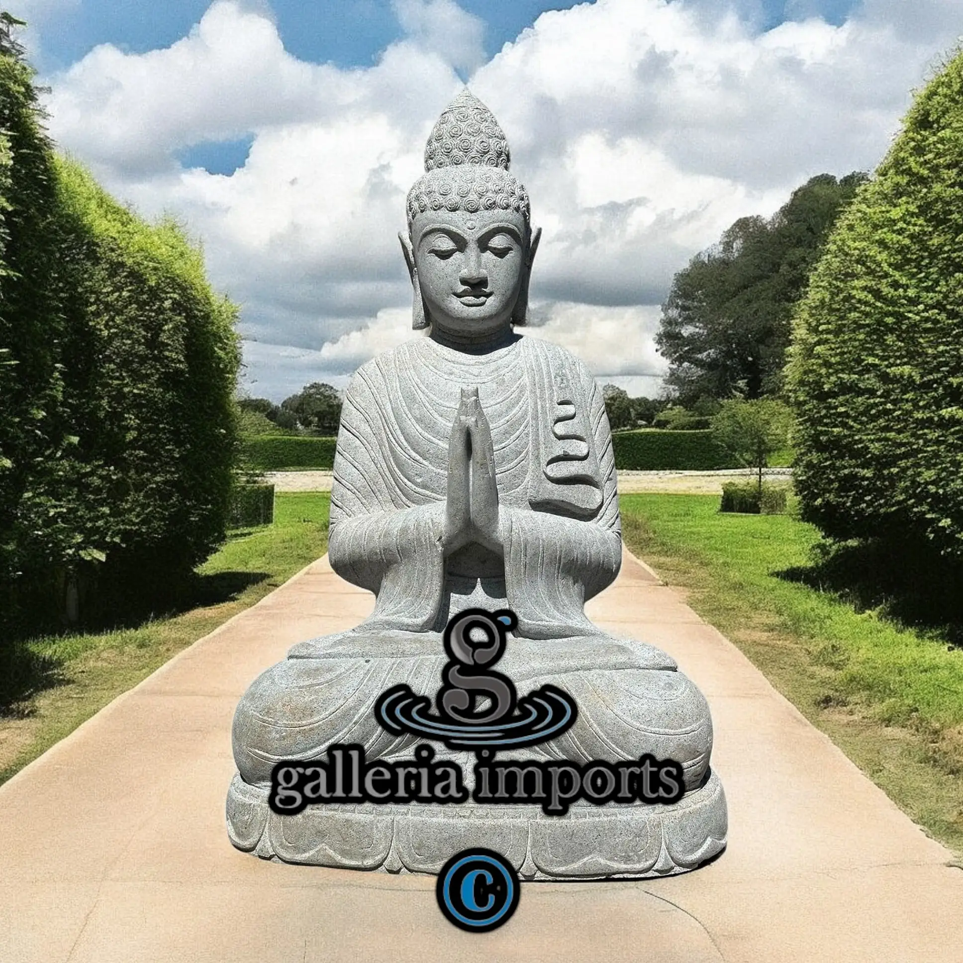 Sitting Buddha Vulcanic Stone 100cm | 39" H