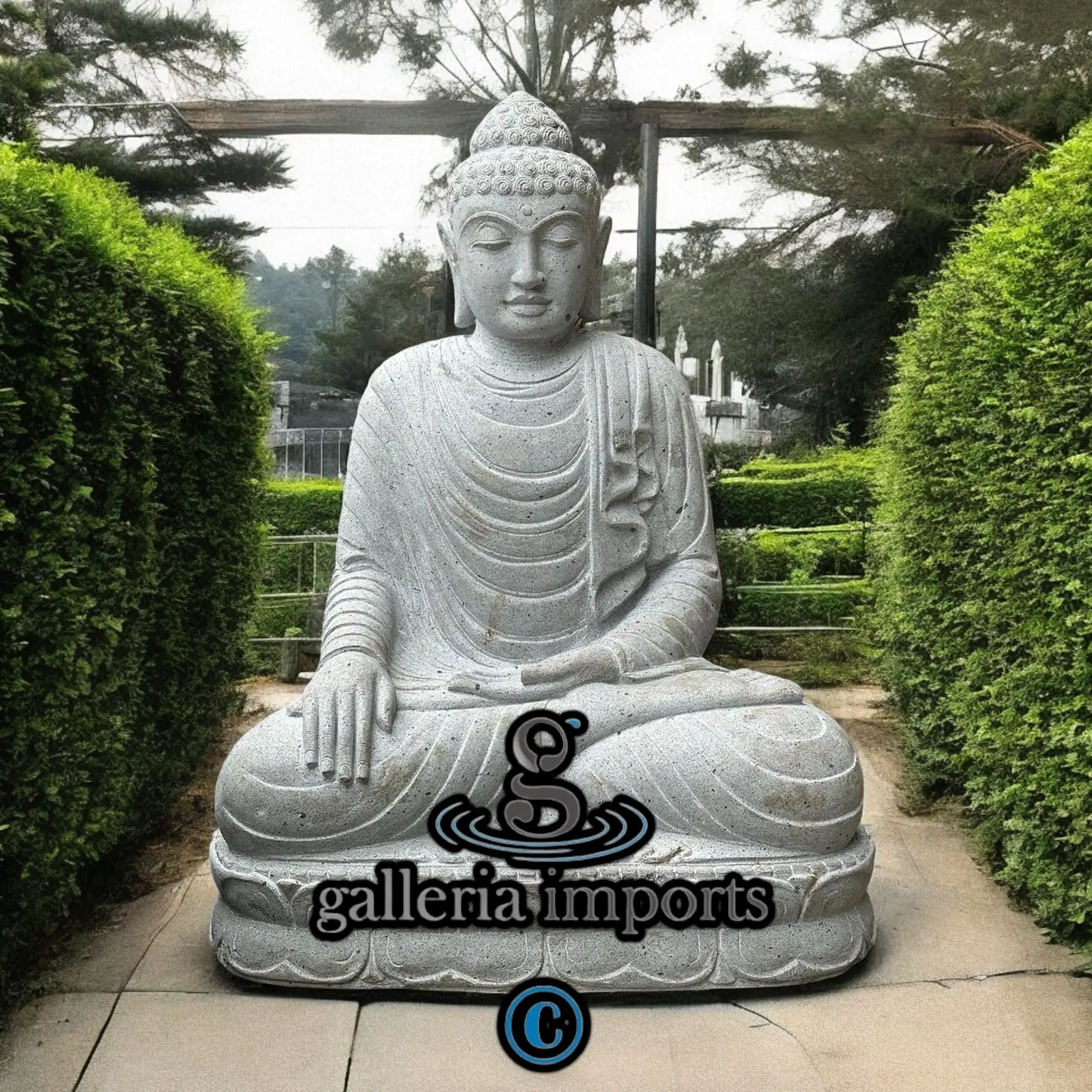 Sitting Buddha Vulcanic Stone 105cm | 41" H