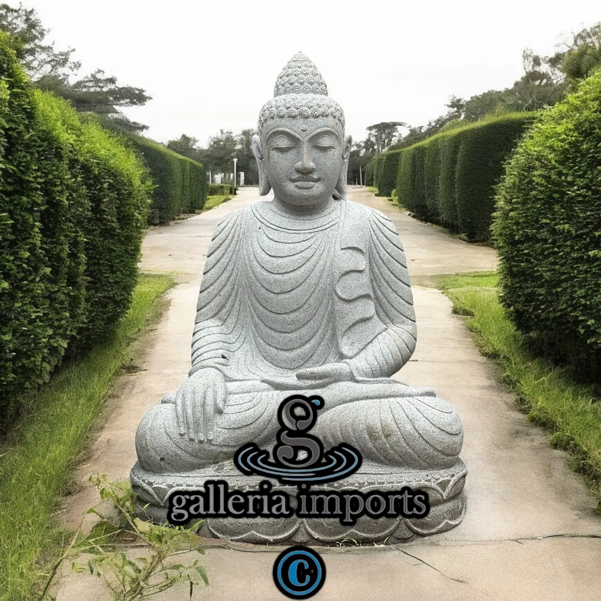 Sitting Buddha Vulcanic Stone 90cm | 35" H Model 1