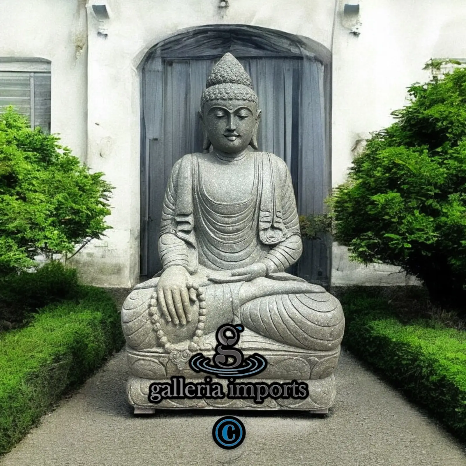 Sitting Buddha With Necklace Green Stone