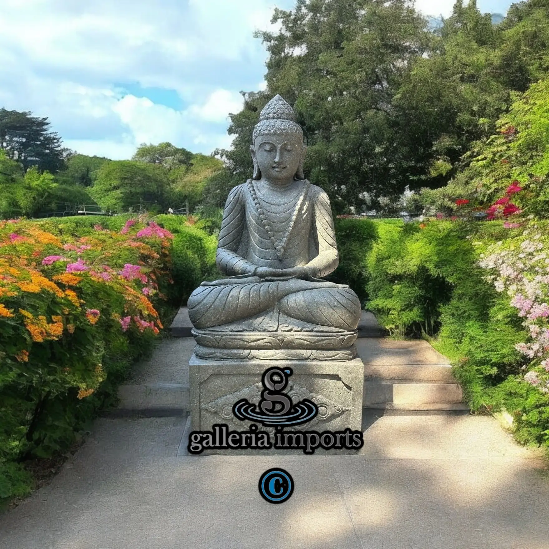 Sitting Buddha With Pedestal Green Stone