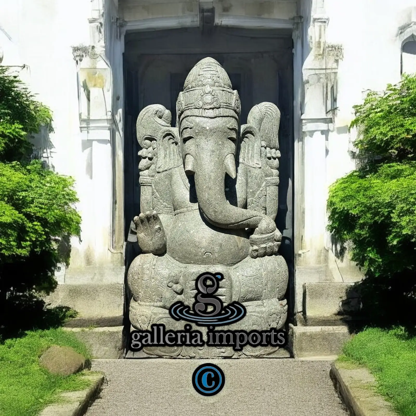 Sitting Ganesha Statue Green Stone