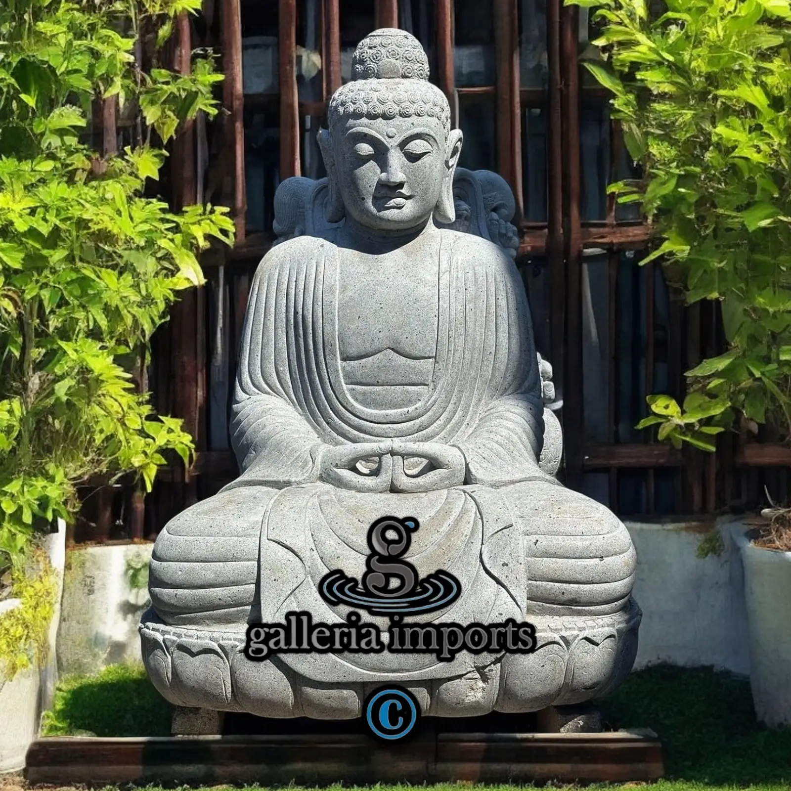 Sitting Praying Buddha Vulcanic Stone