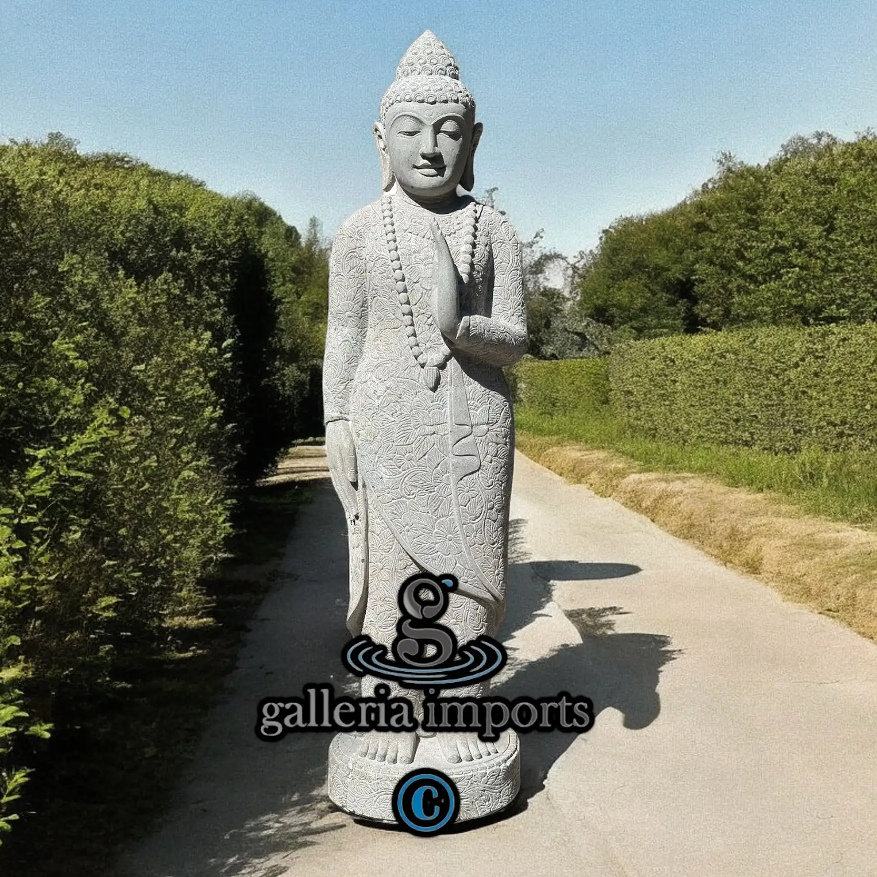 Standing Buddha Flower Vulcanic Stone 160cm | 63" H