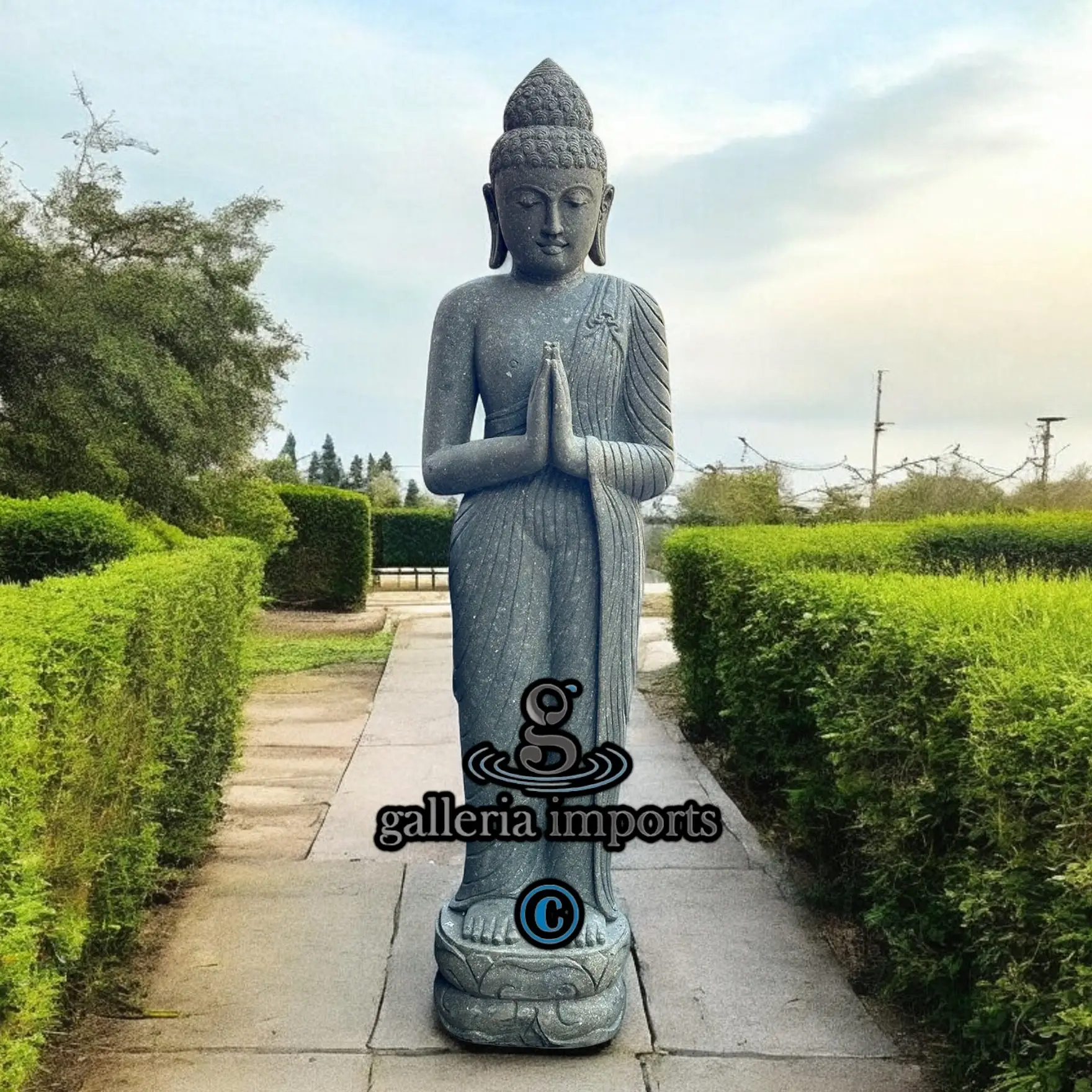 Standing Buddha Green Stone 180cm | 71" H