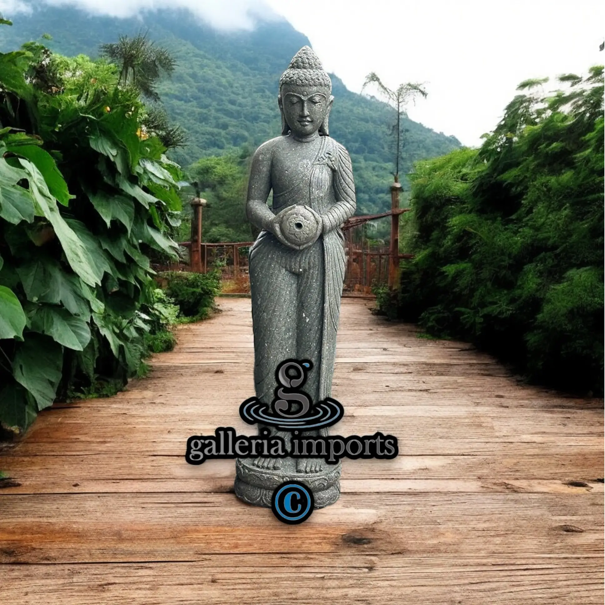 Standing Buddha Statue 150 Cm Green Stone