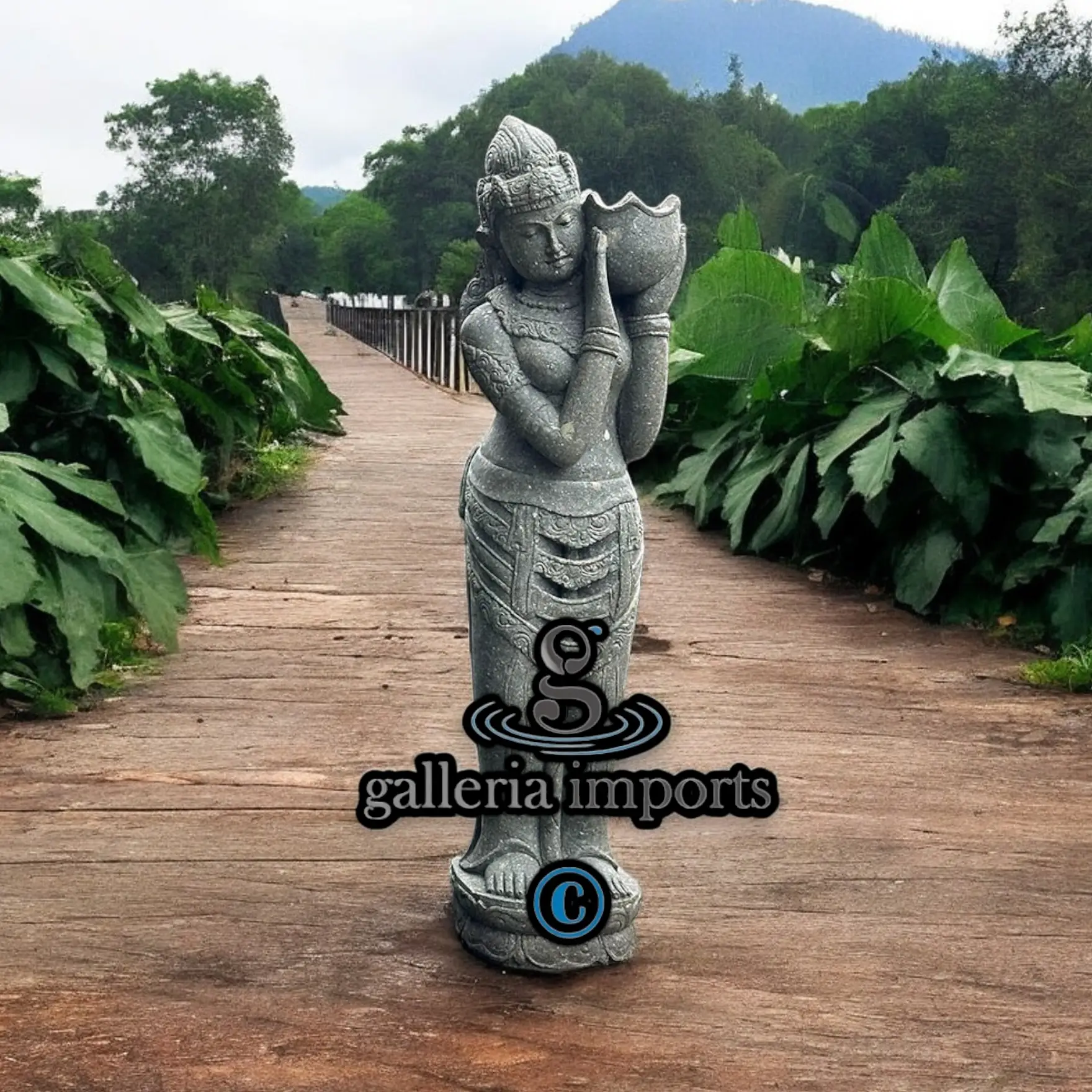 Standing Dewi Statue Green Stone 150cm Model A