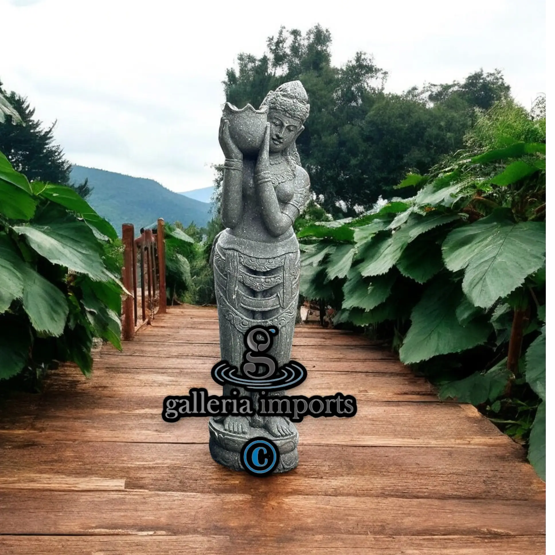Standing Dewi Statue Green Stone 150cm Model B