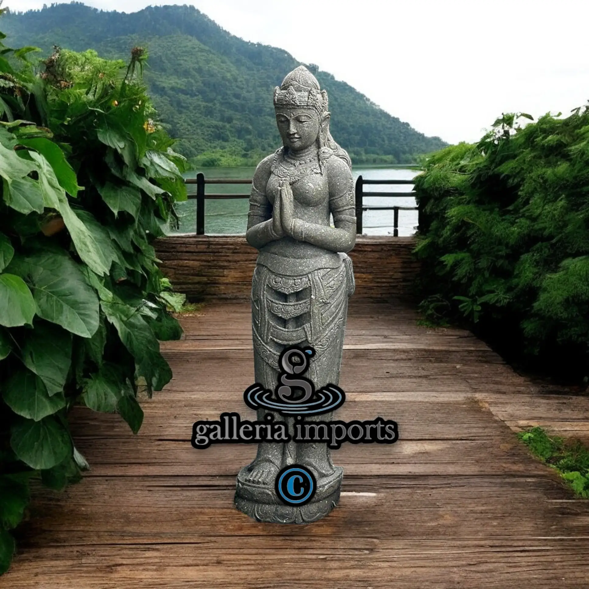 Standing Dewi Statue Green Stone 150cm Model D