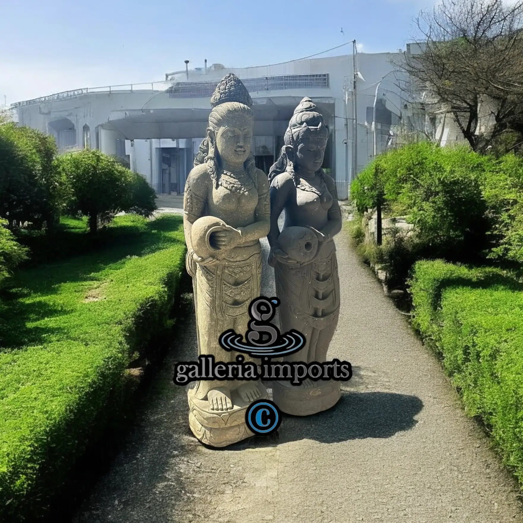 Standing Dewi With Right Cup Green Stone